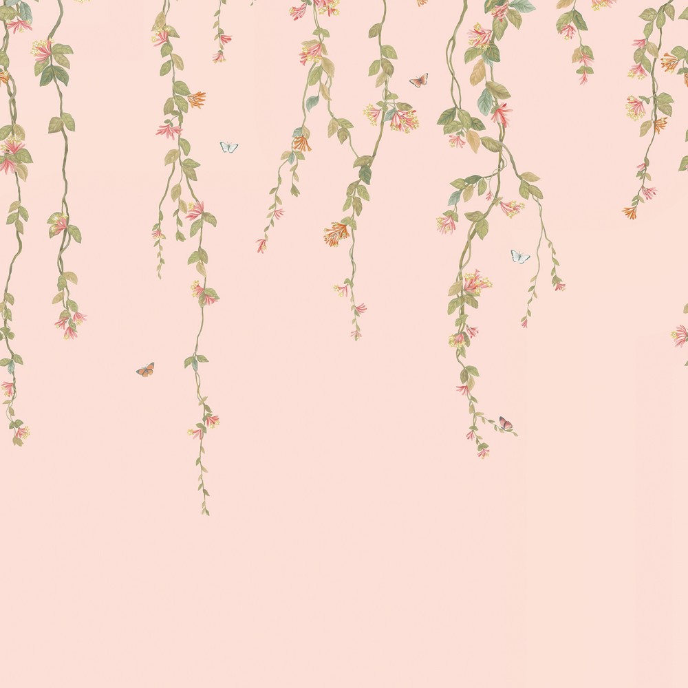 Hummingbirds Flora Wallpaper Panel 124/2009 by Cole & Son in Tangerine Olive Blush